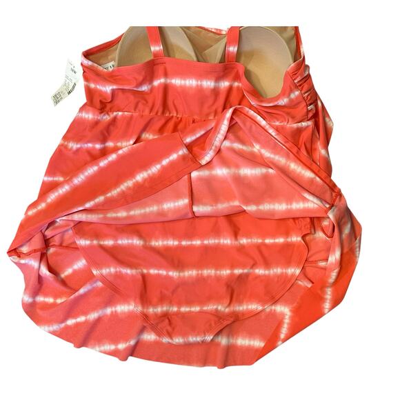 NWT Catherine's Tie Dye Tiered Swim Dress Coral Striped Plus Size 18W - Picture 8 of 12